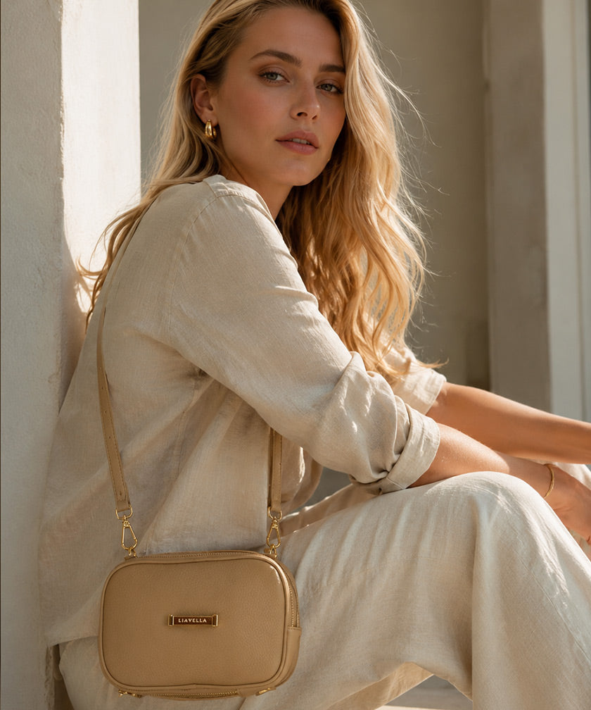 Long Leather Strap: Crème Caramel