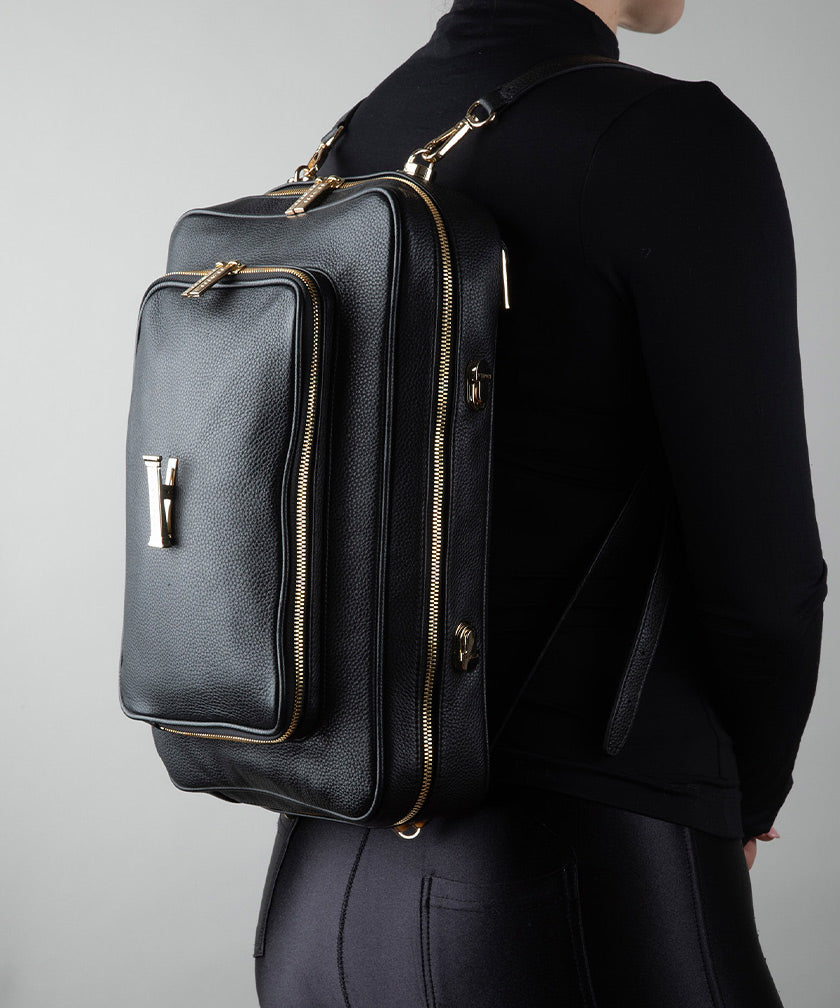 Double Long Leather Straps: Noir