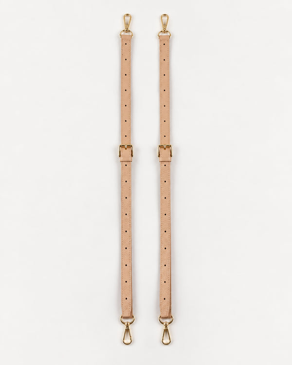Double Long Leather Straps: Crème Caramel