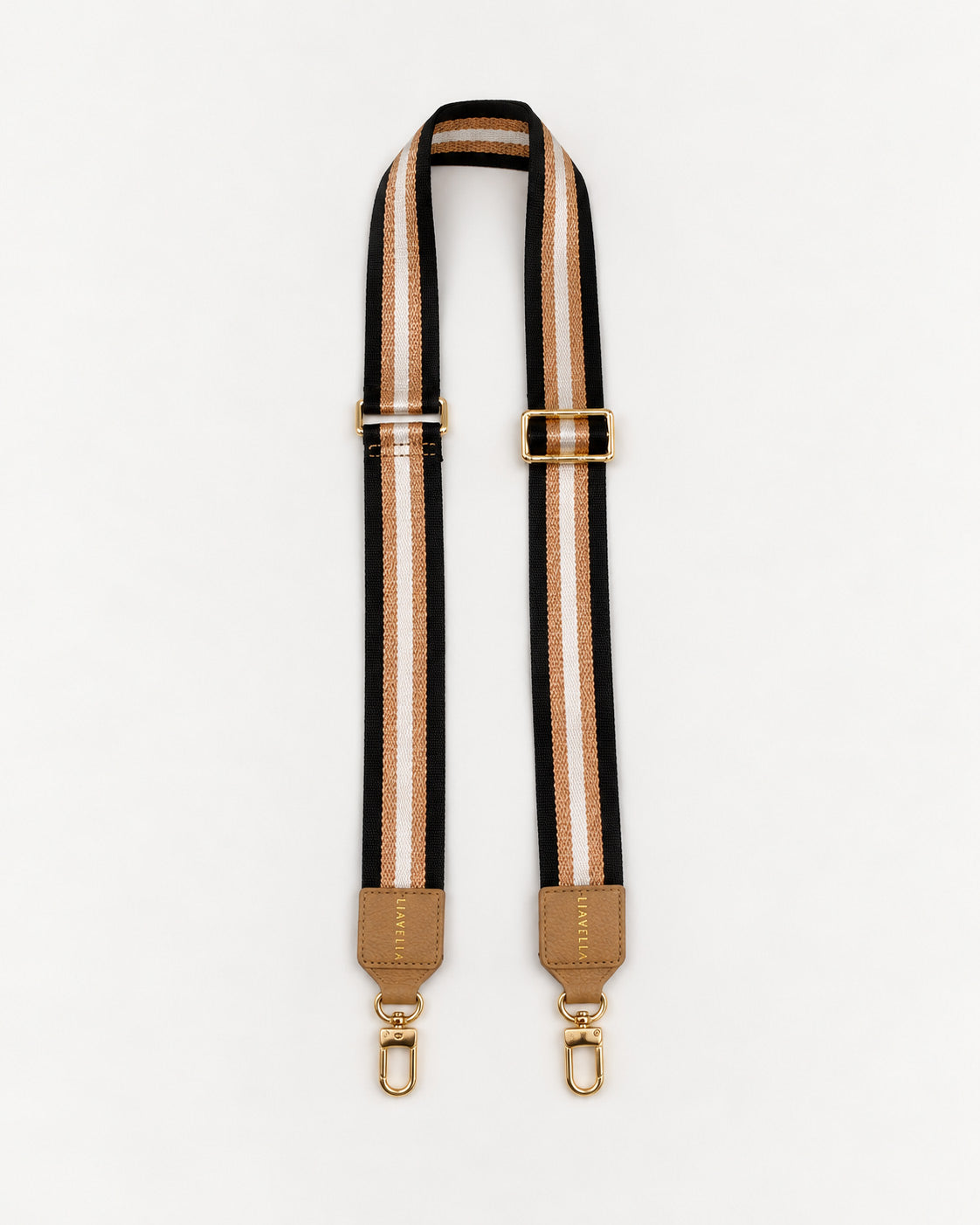 Striped Fabric and Caramel Leather Strap with Gold Emboss: Limited Edition