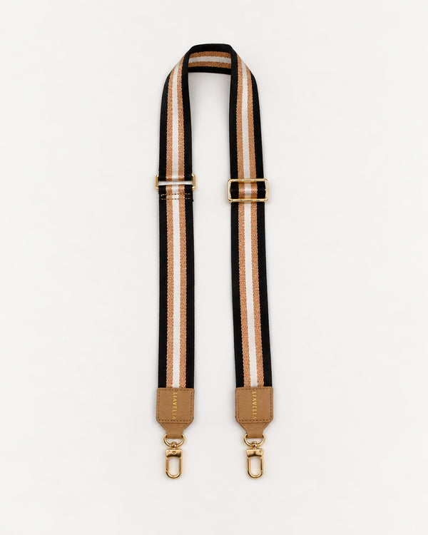 Striped Fabric and Caramel Leather Strap with Gold Emboss: Limited Edition