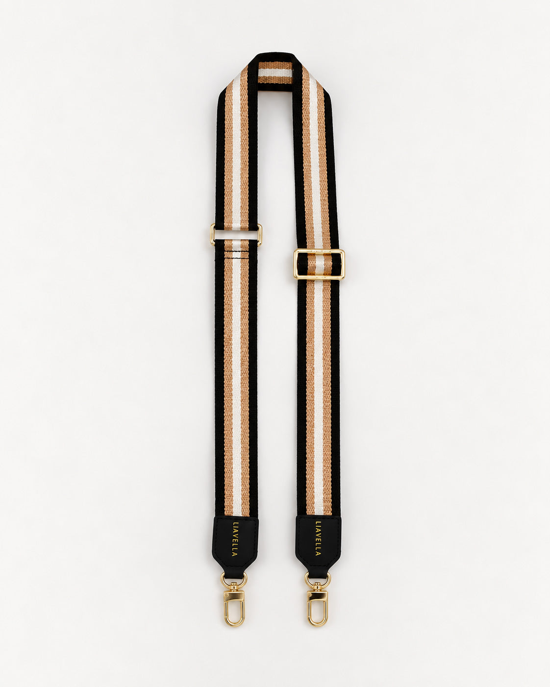 Striped Fabric and Noir Leather Strap with Gold Emboss: Limited Edition